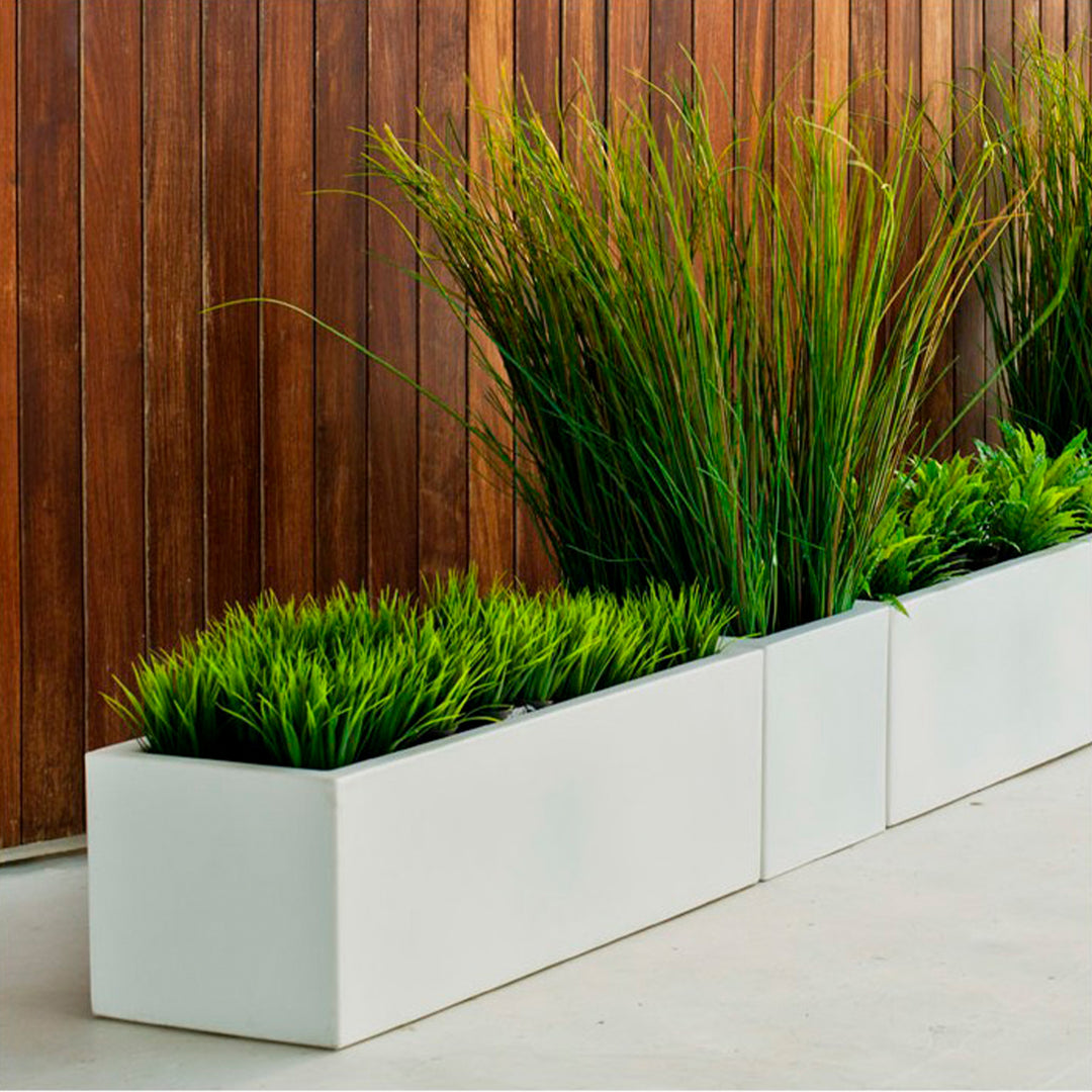 Plastiken THEONE - Jardinera Rectangular 39L en Resina de Polietileno. Blanco