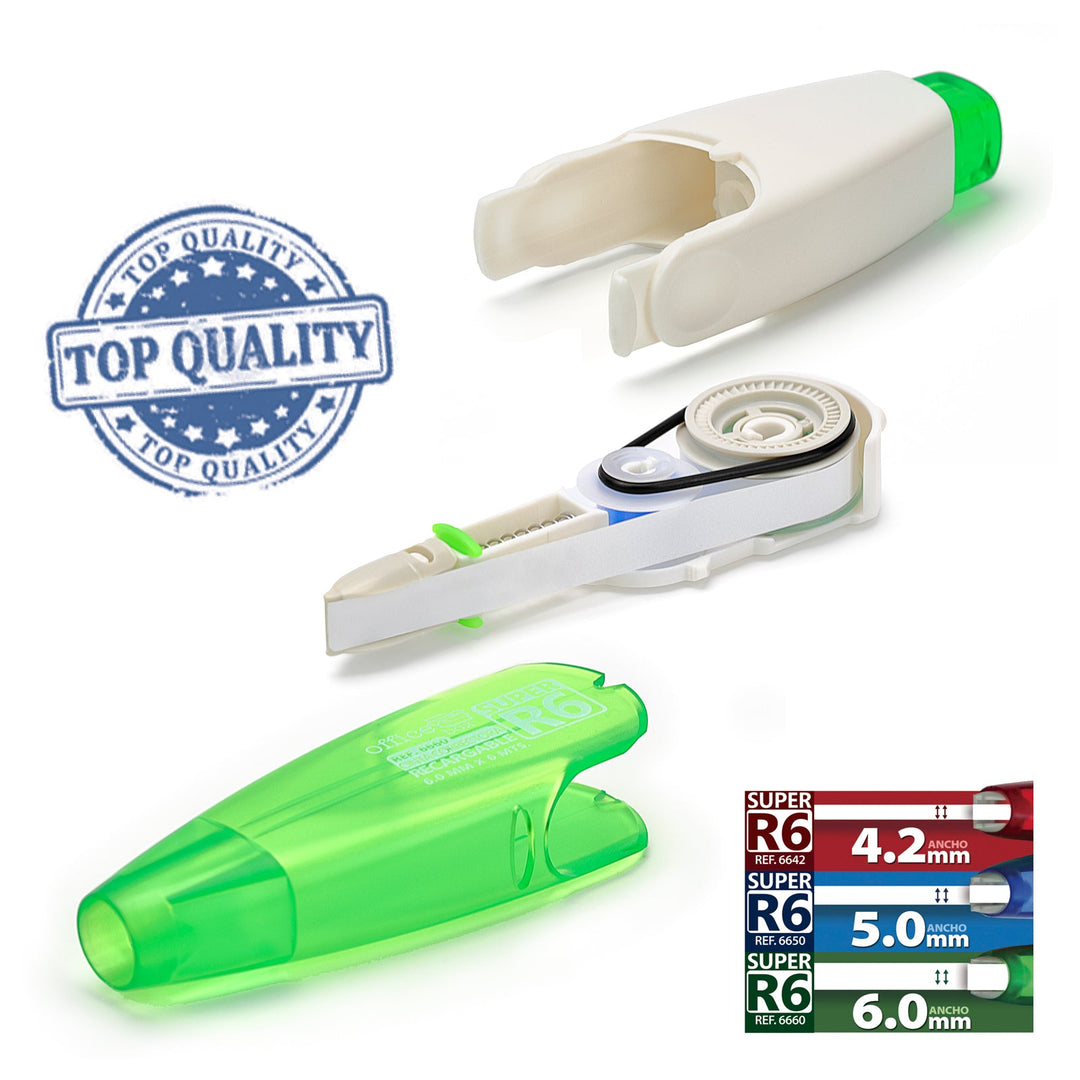 SDI Super R6 - Cinta Correctora Retráctil y Recargable de 6 mm de Ancho. Verde