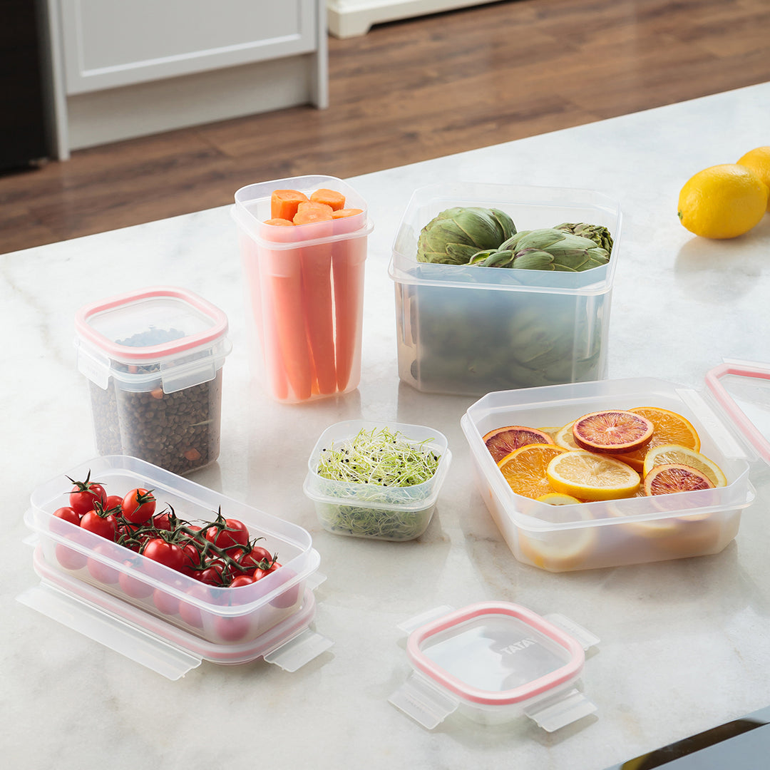 TATAY Clip Safe - Recipiente Hermético Cuadrado 0.3L con Cierre de Pestañas. Rojo