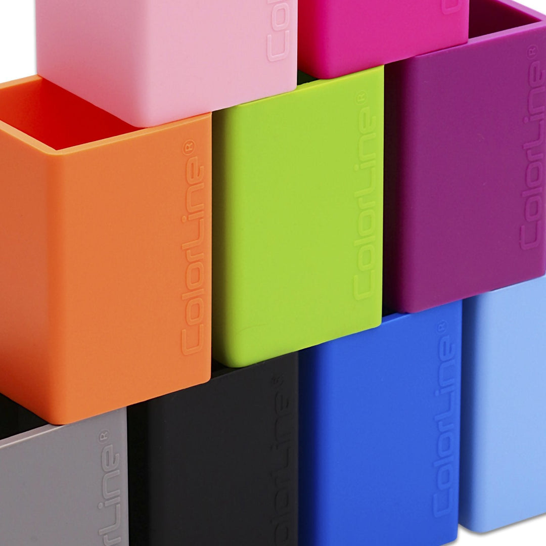 COLORLINE - Cubilete Porta Lápices Cuadrado en Silicona Ultra Suave. Azul Claro