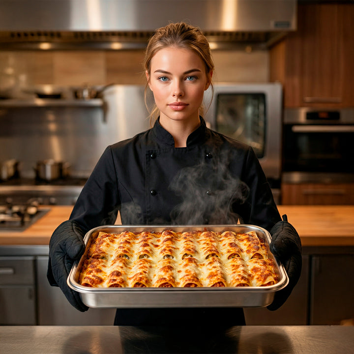 LACOR EcoInox Pro - Recipiente Rectangular de 3.5L en Acero Inoxidable. Apto Nevera y Horno