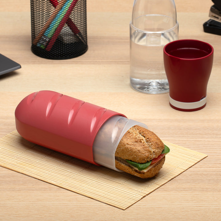 TATAY - Porta Bocadillos Infantil Extensible, Reutilizable y Ecológico. Rojo Arandano