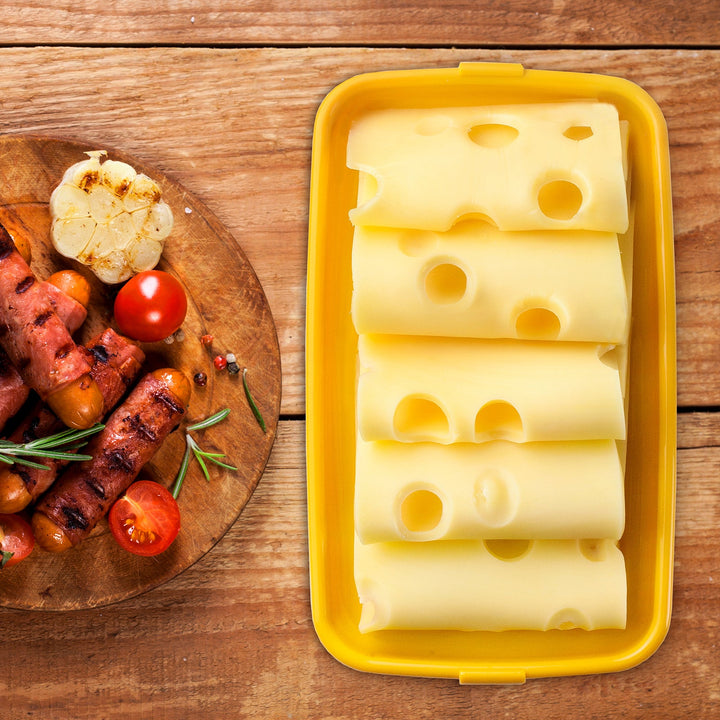 IBILI Deli - Recipiente Rectangular Apilable con Tapa Porta Embutidos y Alimentos. Amarillo