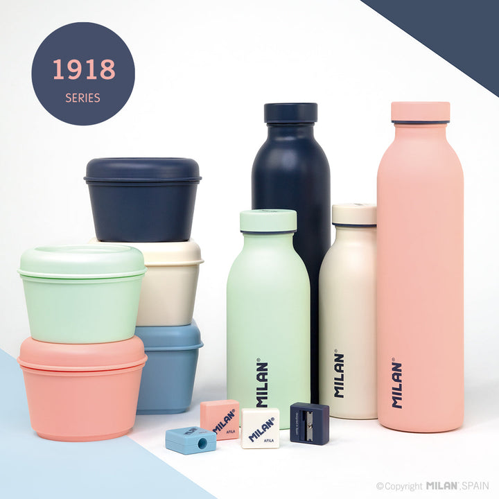 MILAN 1918 - Pack Afilaborras Compact con 2 Gomas de Recambio Incluidas. Rosa