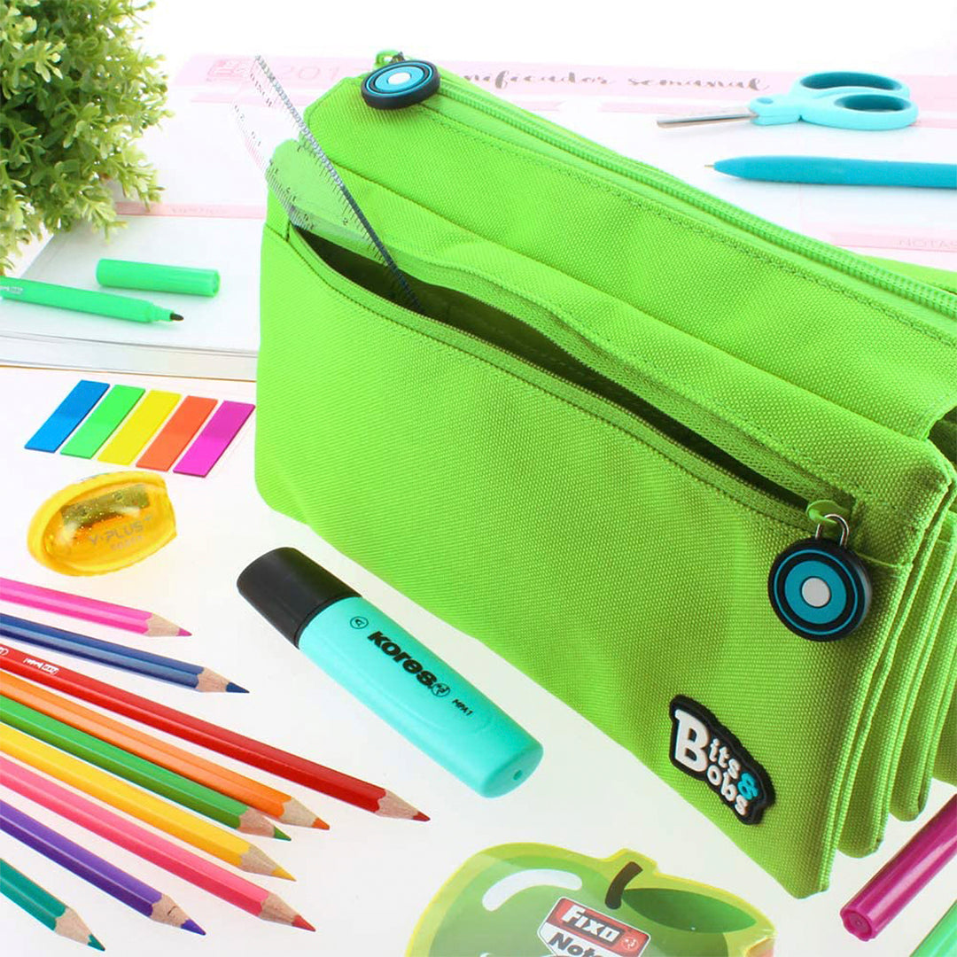 Grafoplás - Estuche Portatodo Cuádruple de Alta Capacidad para Material Escolar. Azul Soft