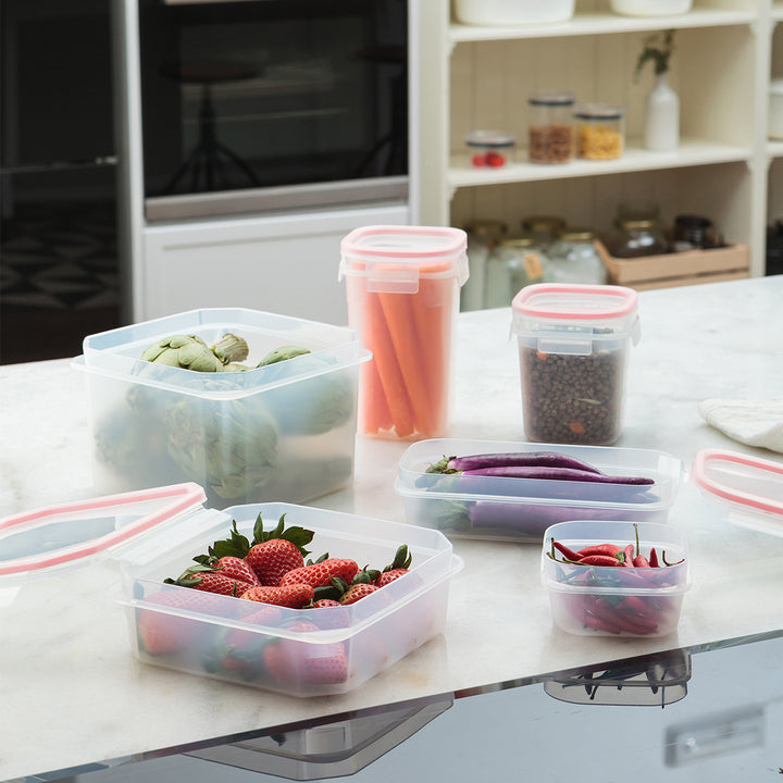 TATAY Clip Safe - Recipiente Hermético Cuadrado 0.3L con Cierre de Pestañas. Rojo