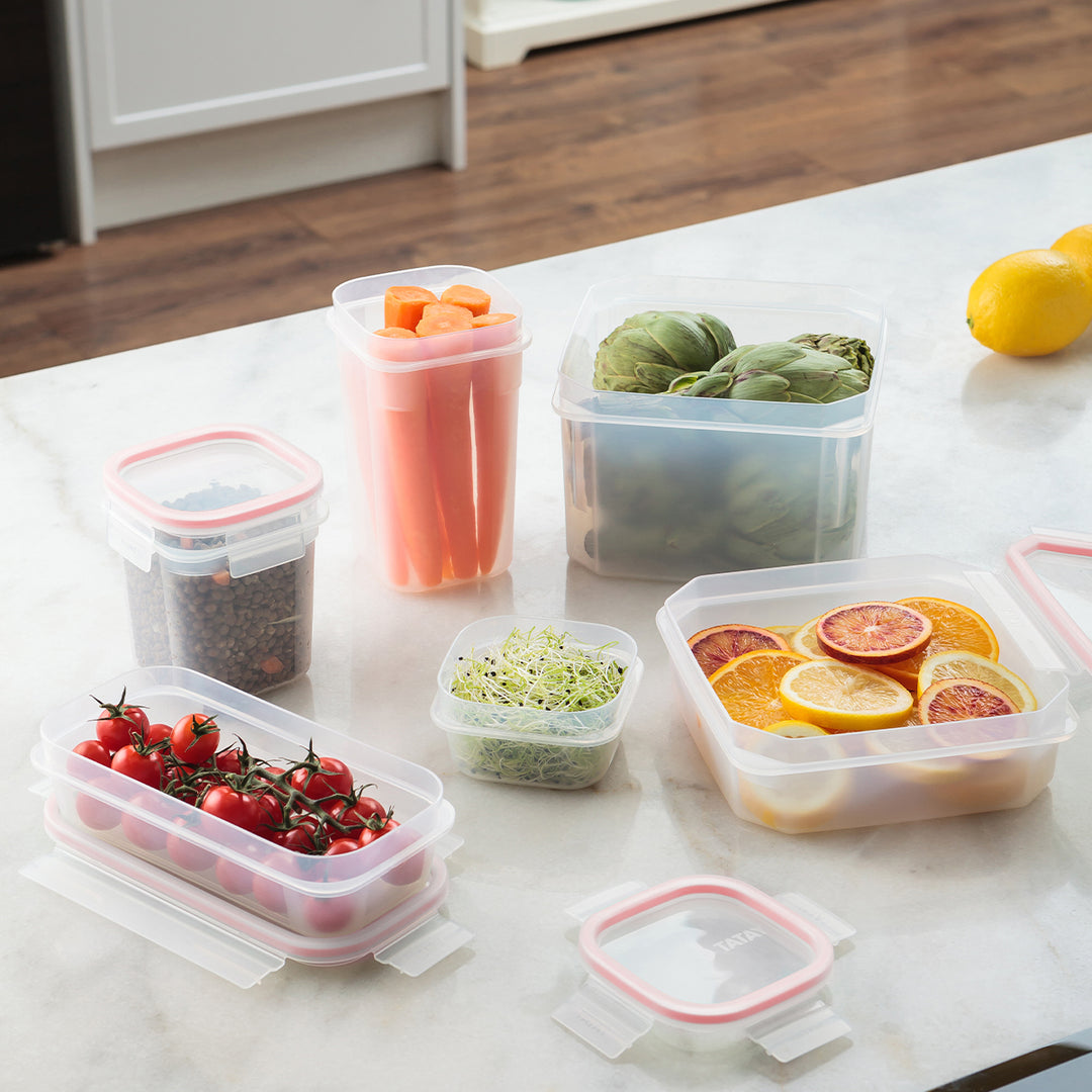 TATAY Clip Safe - Recipiente Hermético Cuadrado 0.7L con Cierre de Pestañas. Rojo