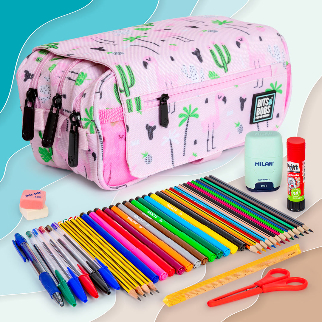 Grafoplás Design - Estuche Portatodo Triple con Solapa para Material Escolar. 