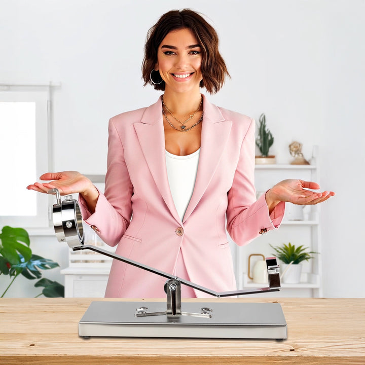 BELLO Teide - Soporte Jamonero Basculante en Fibra Granito y Acero Inoxidable con Cubrejamón