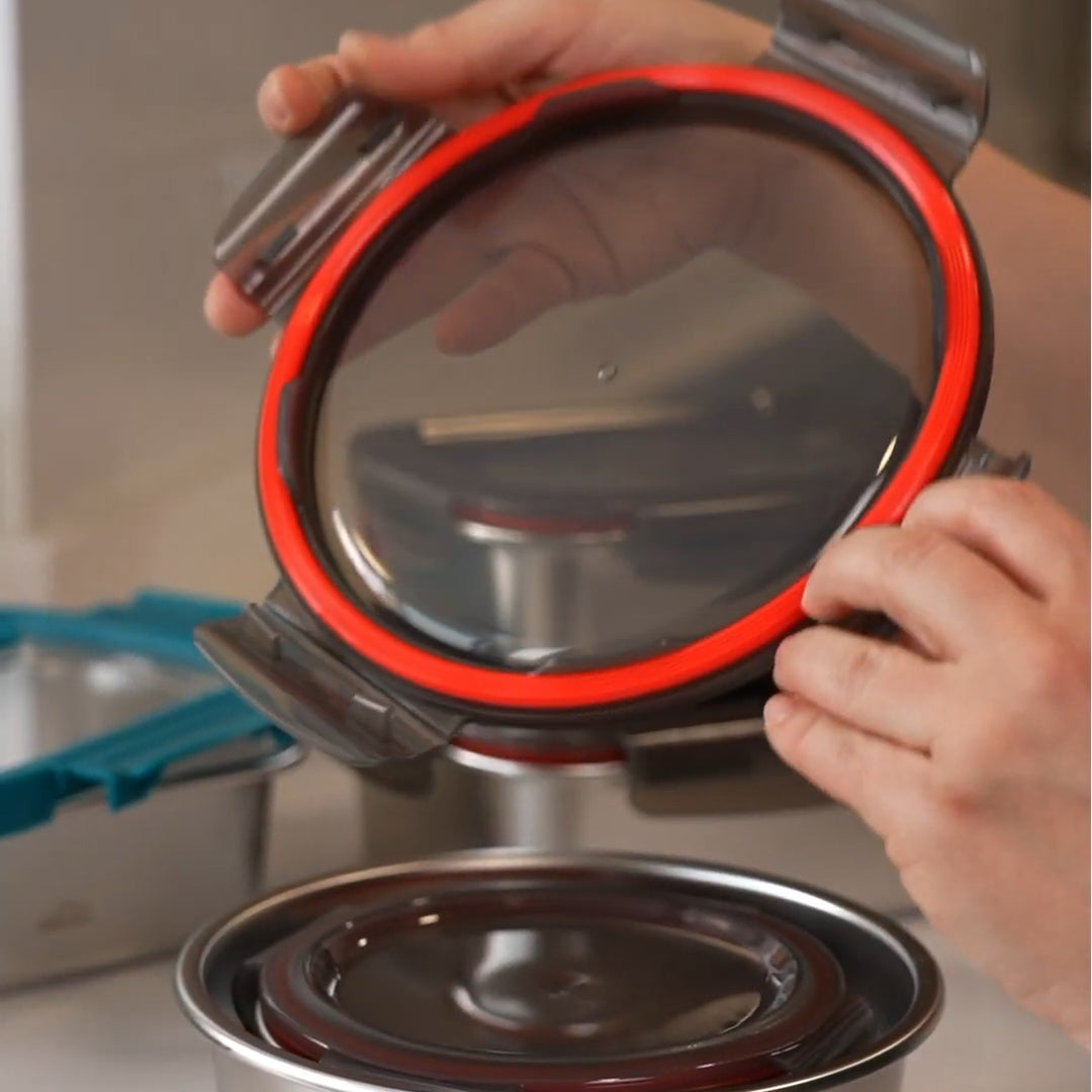 LACOR EcoInox - Recipiente Redondo de 0.7L en Acero Inoxidable Apto Microondas