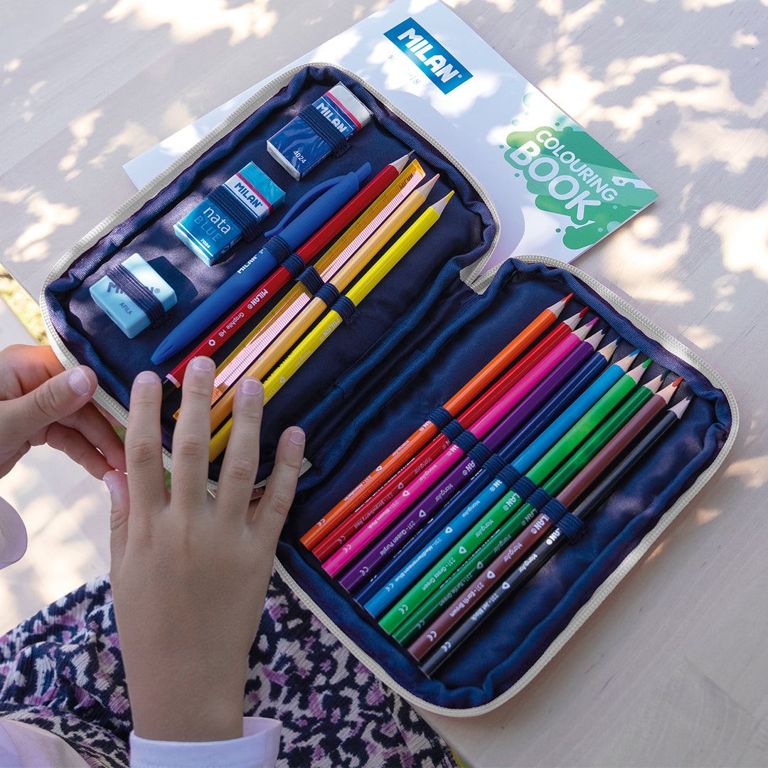 MILAN - Plumier de 2 Pisos con Contenido de 36 Piezas. Colección 430 since 1918. Rosa