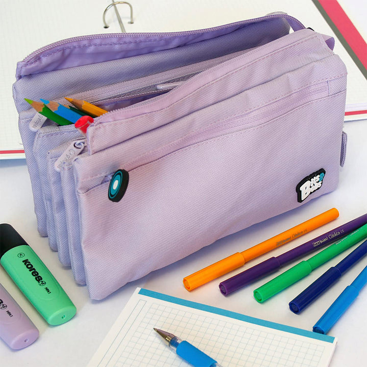 Grafoplás - Estuche Portatodo Cuádruple de Alta Capacidad para Material Escolar. Magenta