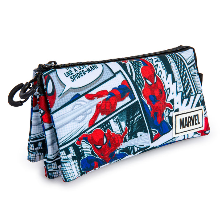 MARVEL Spiderman - Estuche Escolar Triple Portatodo con 2 Cremalleras. Stories