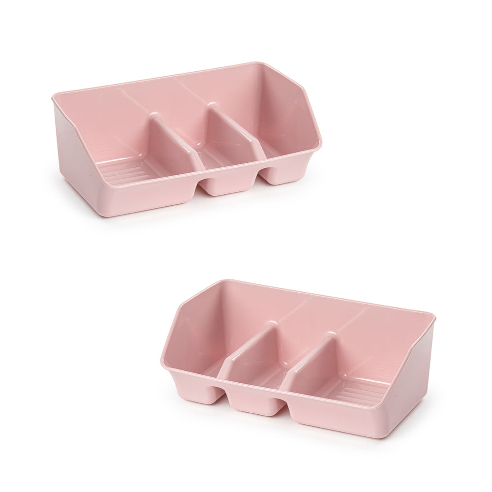 Plastic Forte - Juego de 2 Estropajeros de Cocina con 3 Compartimentos. Rosa