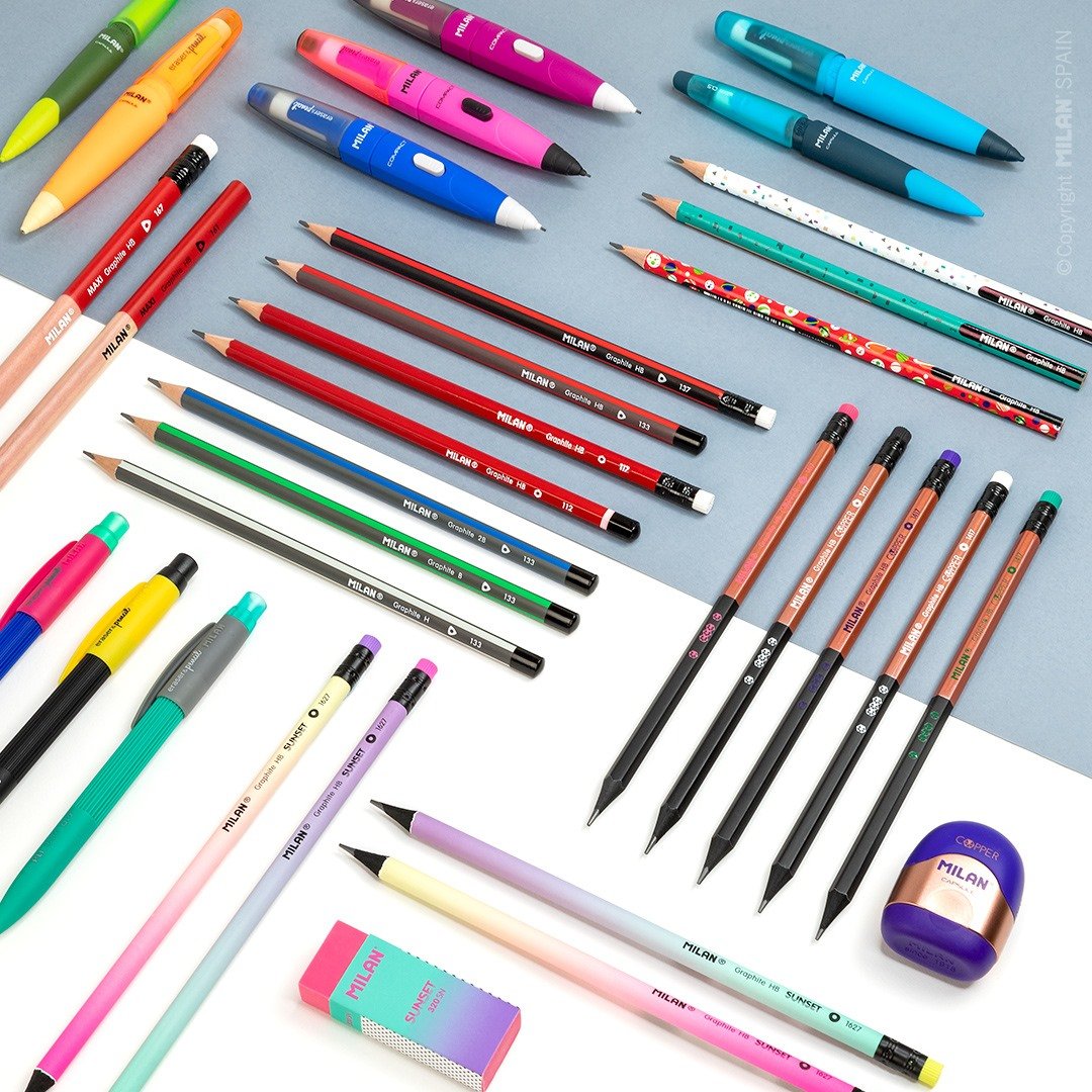 MILAN - Caja 12 Lápices de Grafito HB Hexagonales con Goma