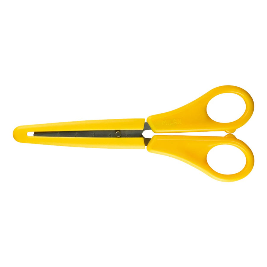 MILAN 1409824 - Tijeras Escolares de Punta Redonda con Funda, 14.7 cm