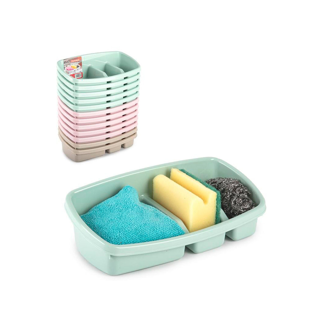 Plastic Forte - Juego de 2 Estropajeros de Cocina Simply con 3 Compartimentos. Rosa