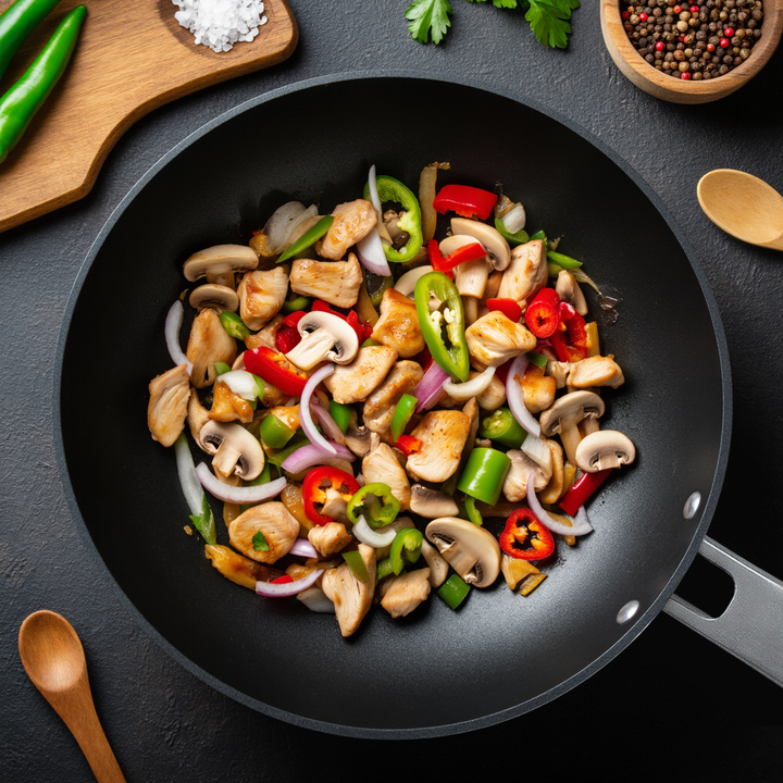 LACOR Foodie - Sartén Wok 28 cm de Acero Inox. y QuanTanium con Fondo Termo Difusor