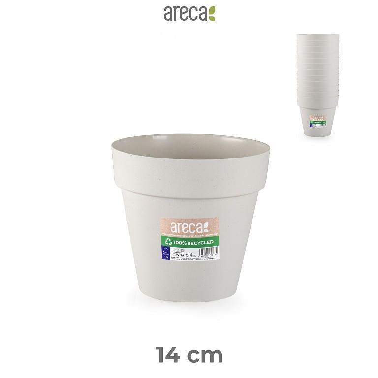 Areca Eco - Maceta Redonda Decorativa 14 cm Clásica. Beige Jaspeado