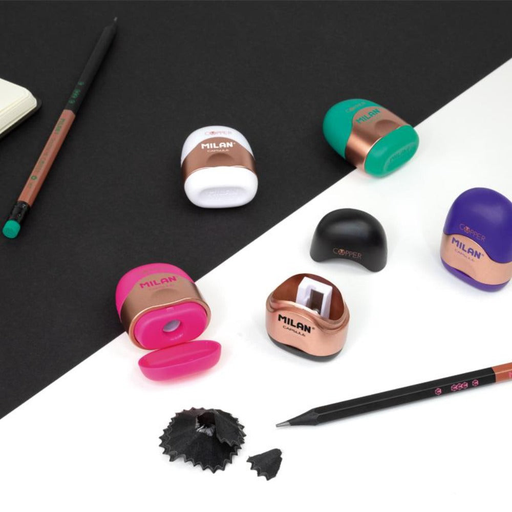 MILAN 20165224CP - Sacapuntas con Depósito Formato Estuche. CAPSULE Copper