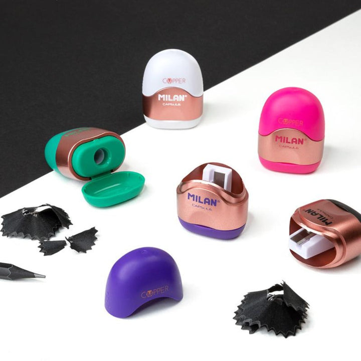 MILAN 20165224CP - Sacapuntas con Depósito Formato Estuche. CAPSULE Copper