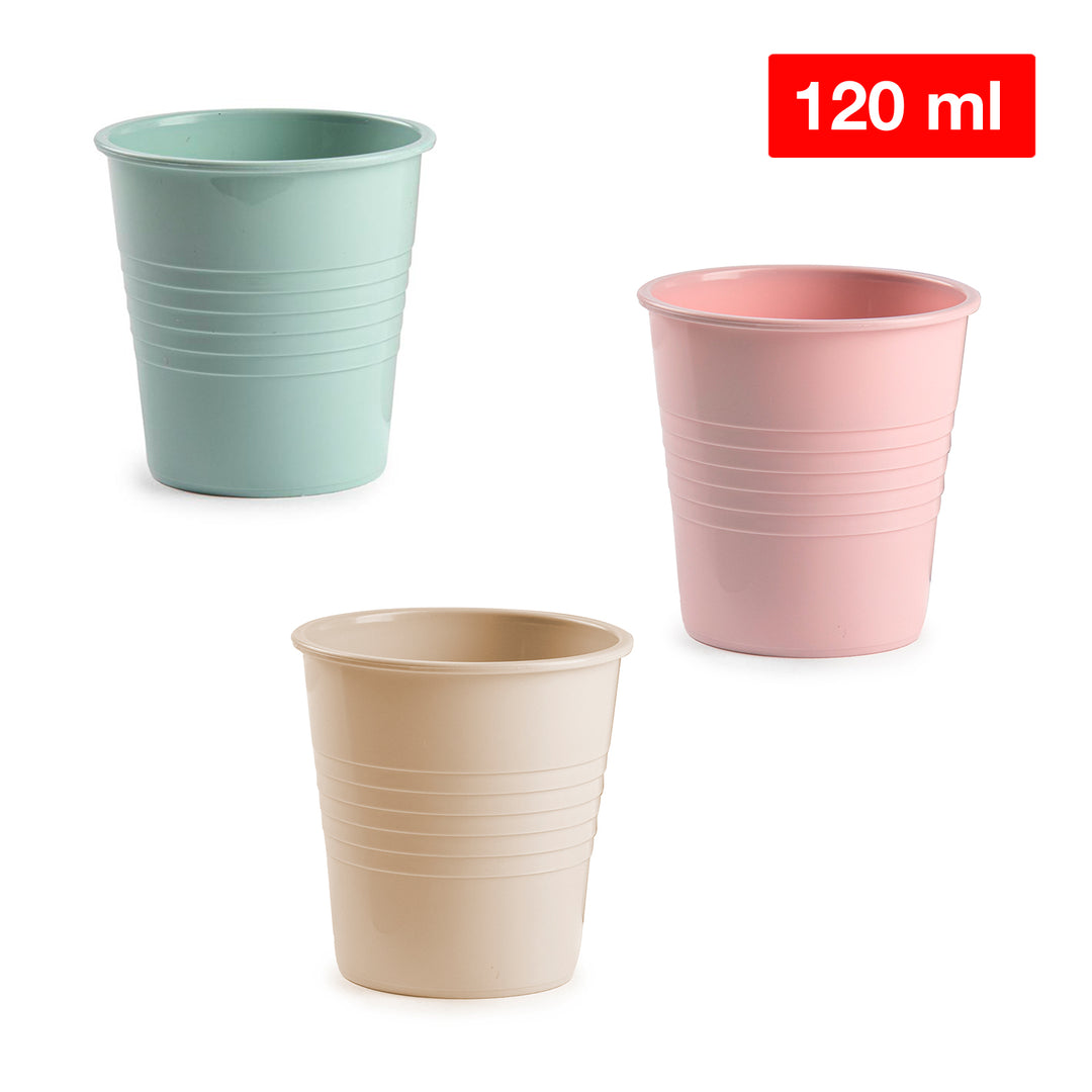 Plastic Forte - Lote de 6 Vasos de Agua de 120 ml Reutilizables. Ideal Fiestas. Marrón