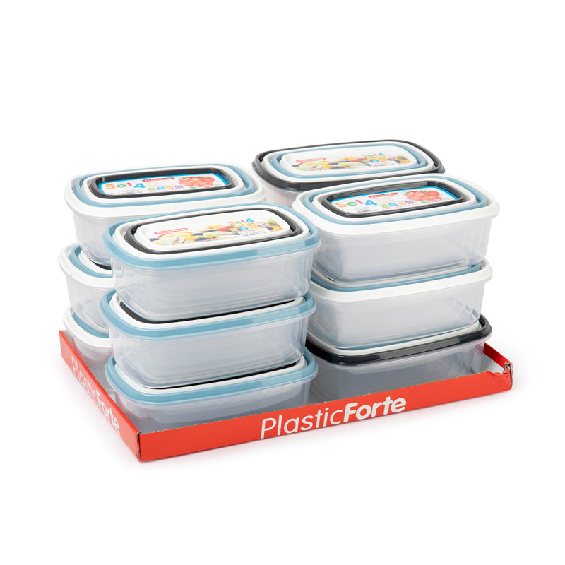 Plastic Forte Urban - Set de 4 Recipientes Rectangulares para Alimentos. Surtido
