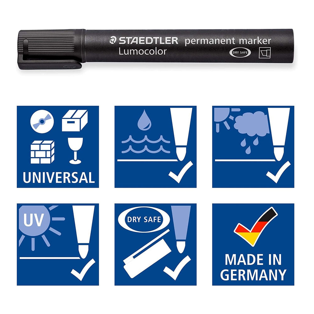 STAEDTLER 350 WP6-1 - Rotulador Permanente Lumocolor Art Punta Biselada 2-5 mm. Pack 6X