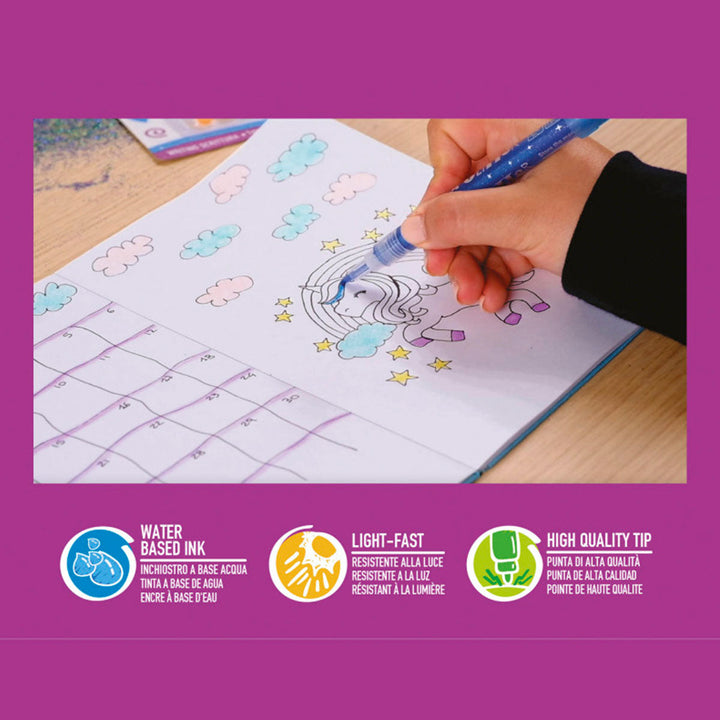 CARIOCA Glitter - Caja de 6 Rotuladores con Purpurina, Tinta Líquida al Agua