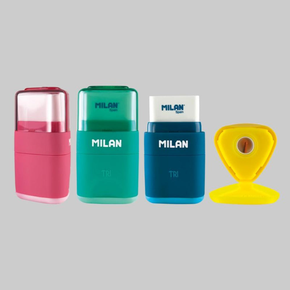 Milan 4700116 - Afilaborra, Combinación de Goma y Sacapuntas. Colección TRI