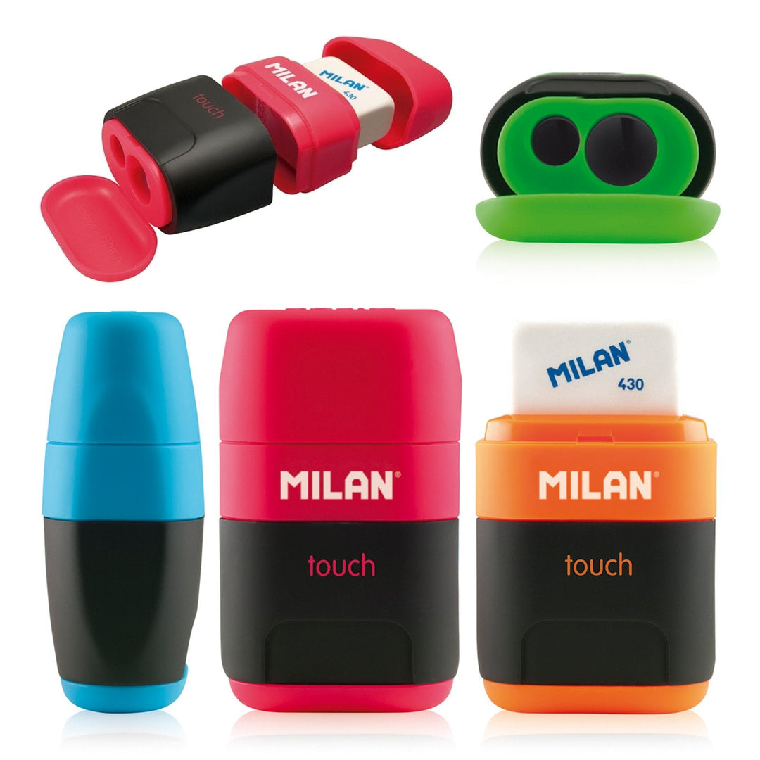 MILAN COMPACT TOUCH - Afilaborra Compact. Combinación de Goma y Sacapuntas Doble. Verde