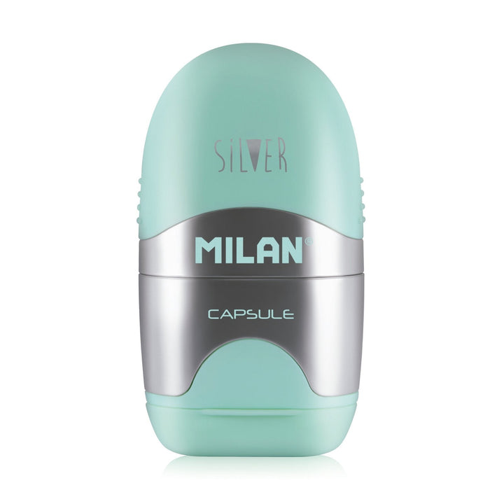 MILAN 4714112 - Afilaborra, Combinación de Goma y Sacapuntas. CAPSULE Silver