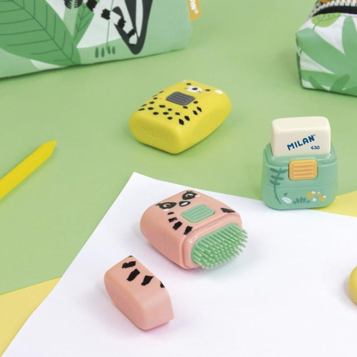 MILAN 4901116 - Eraser & Brush, Combinación de Goma y Cepillo. COMPACT Fluo