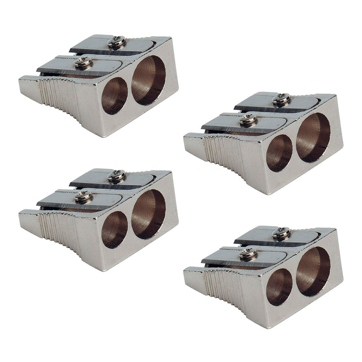 Q-CONNECT - Pack de 4 Sacapuntas Metálico de 2 Usos