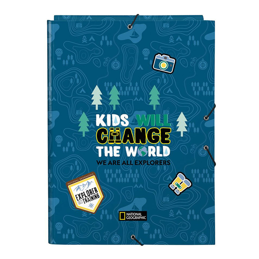 SAFTA National Geographic - Carpeta A4 con 3 Solapas y Cierre de Goma, Modelo Explorer