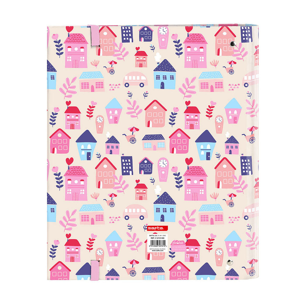 SAFTA GlowLab - Carpeta de Anillas A4+ con 4 Separadores y 100 Hojas Cuadriculadas