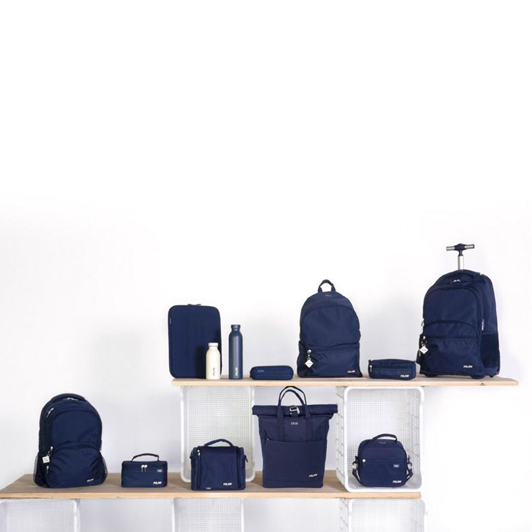 MILAN - Mochila Escolar con Ruedas y 6 Cremalleras, Acolchada y para Portatil. 1918 Azul