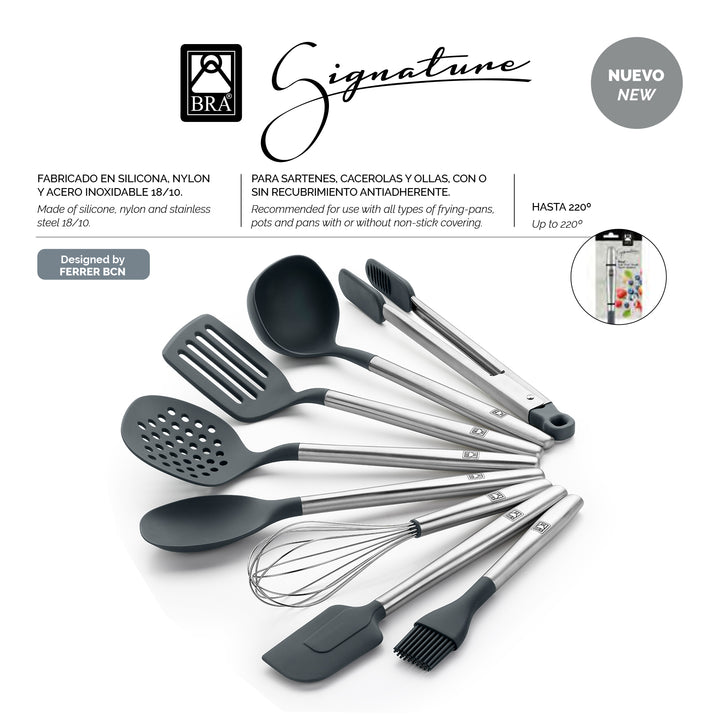 BRA Signature - Pinzas de Cocina en Silicona con Mango en Acero Inoxidable