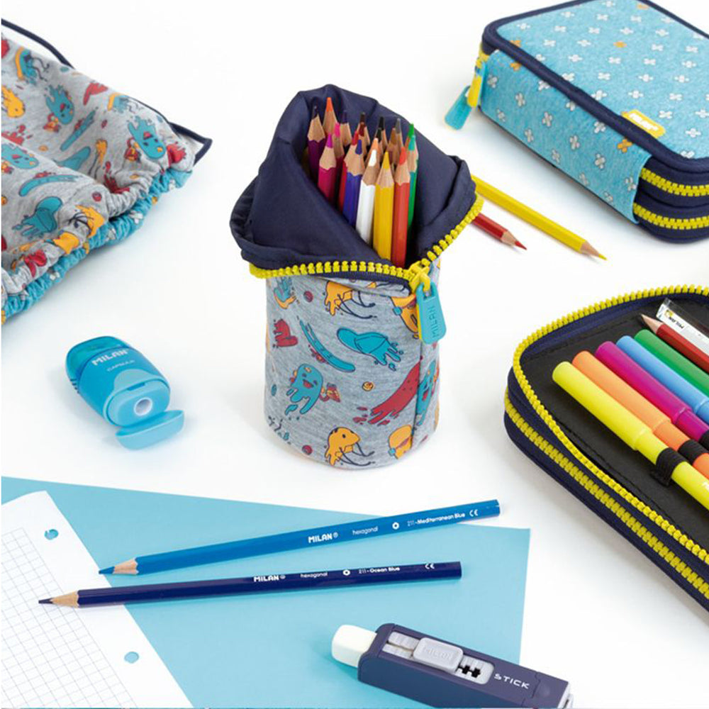 MILAN Kickflip - Estuche Portatodo Multiusos en Formato Mini. Gris