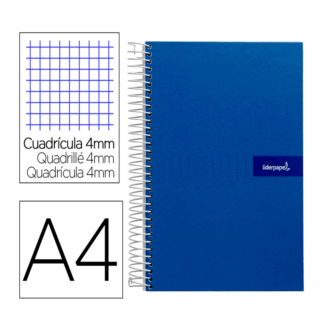 LIDERPAPEL - Cuaderno Espiral A4 con Margen 80h 90gr. Azul Marino