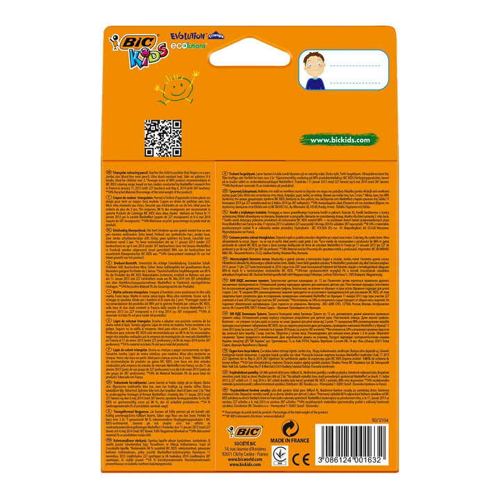 BIC 8297356 - Estuche de 12 Lápices de Colores EVOLUTION Triangle, ECOlutions