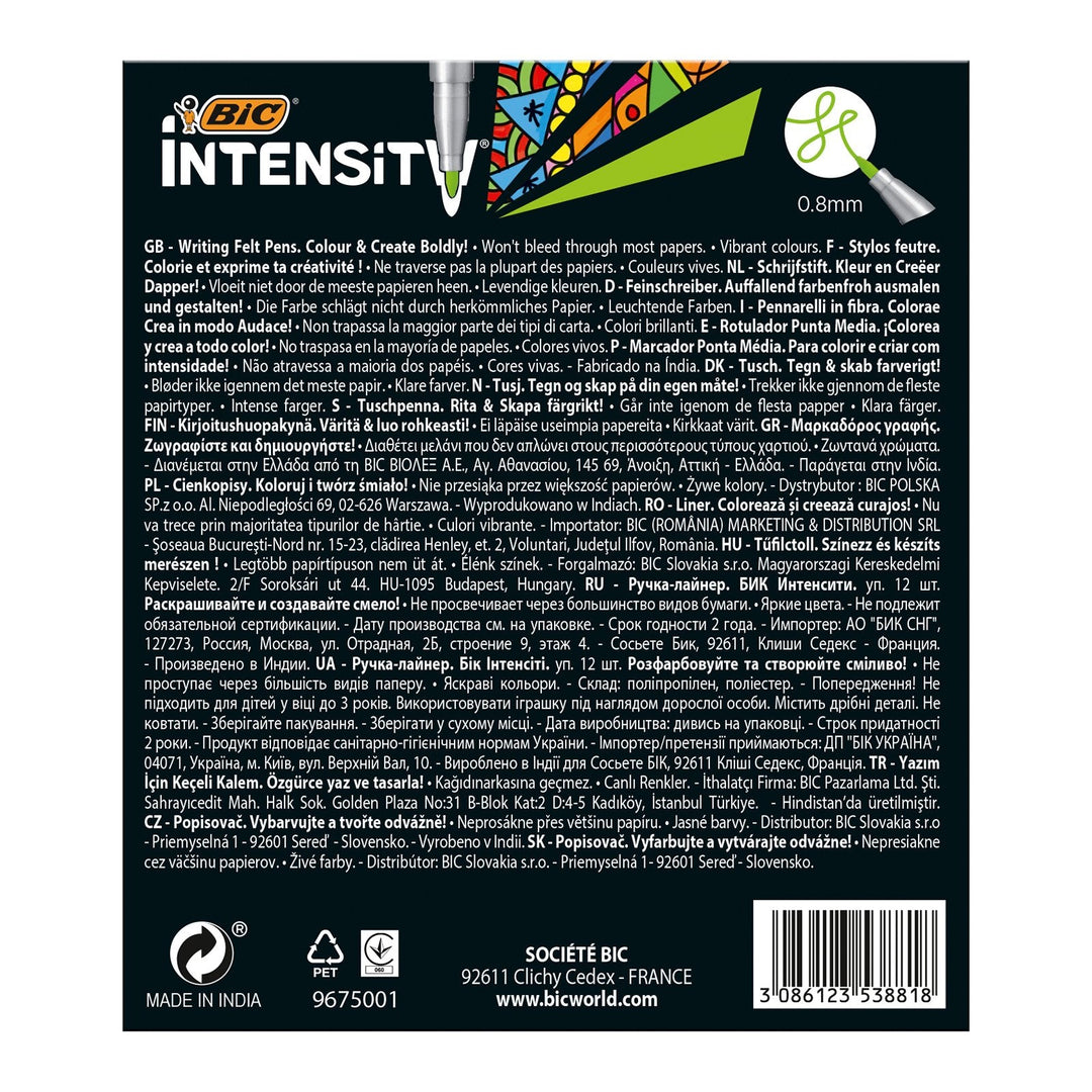 BIC 964893 - Estuche de 12 Rotuladores de Colores INTENSITY Medium Larga Duración