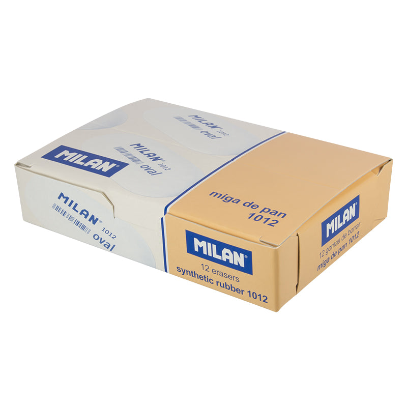 MILAN CMM1012 - Caja de 12 Gomas de Borrar Miga de Pan Ovalada Serie 1012