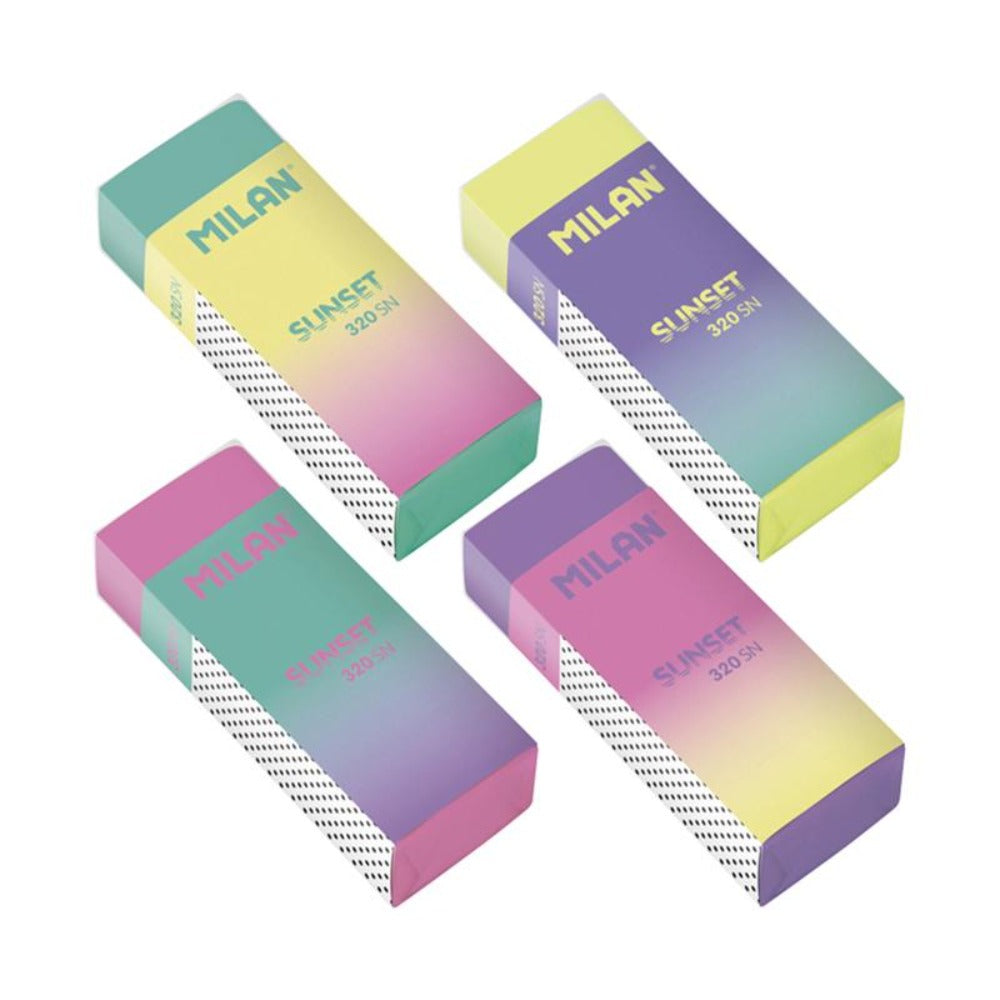 MILAN CPM320SN - Goma de Borrar Suave y Versátil Tipo Nata® 320, Edición Sunset