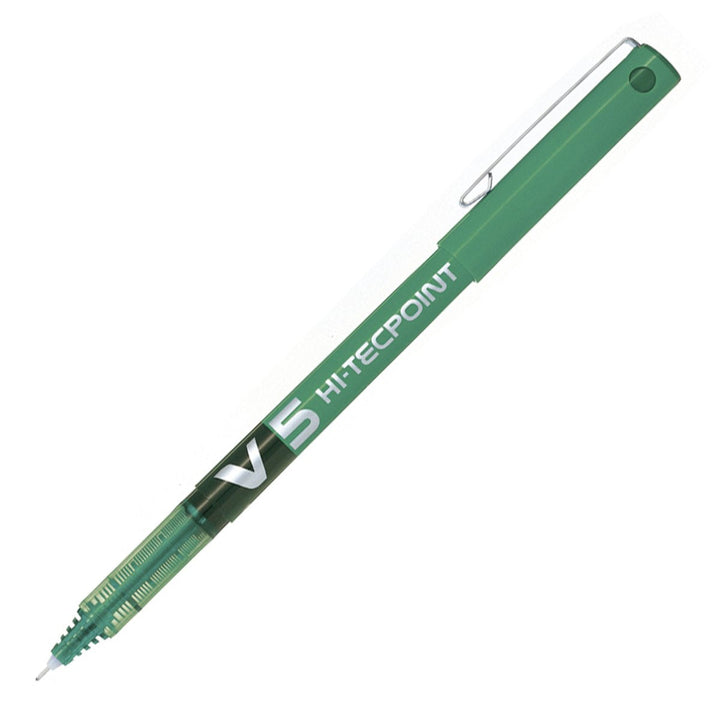 Bolígrafo Roller Ball de Punta Extra Fina PILOT V5 HI-TECPOINT 0.5 mm, Tinta Gel Verde