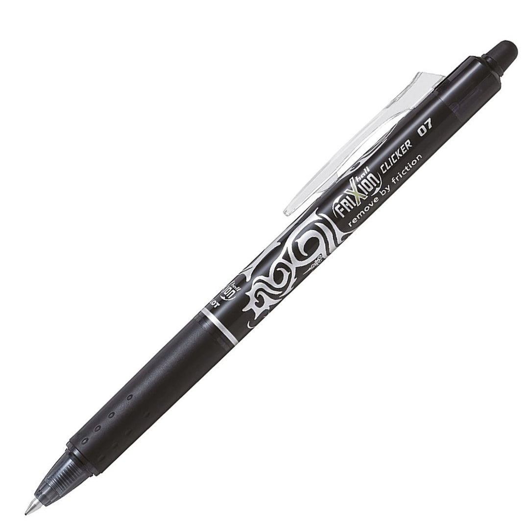 PILOT - Set de 3 Bolígrafos FriXion Ball Clicker Borrables y Recargables 0.7 mm. Negro