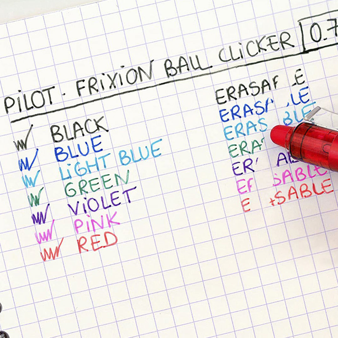PILOT FriXion Ball Clicker - Bolígrafo Borrable y Recargable de 0.7 mm. Softgrip Anti Fatiga. ROJO