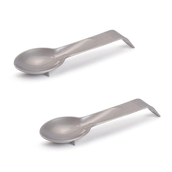 Plastic Forte - Juego de 2 Reposa Cucharas de Cocina con Mango Antideslizante. Plata