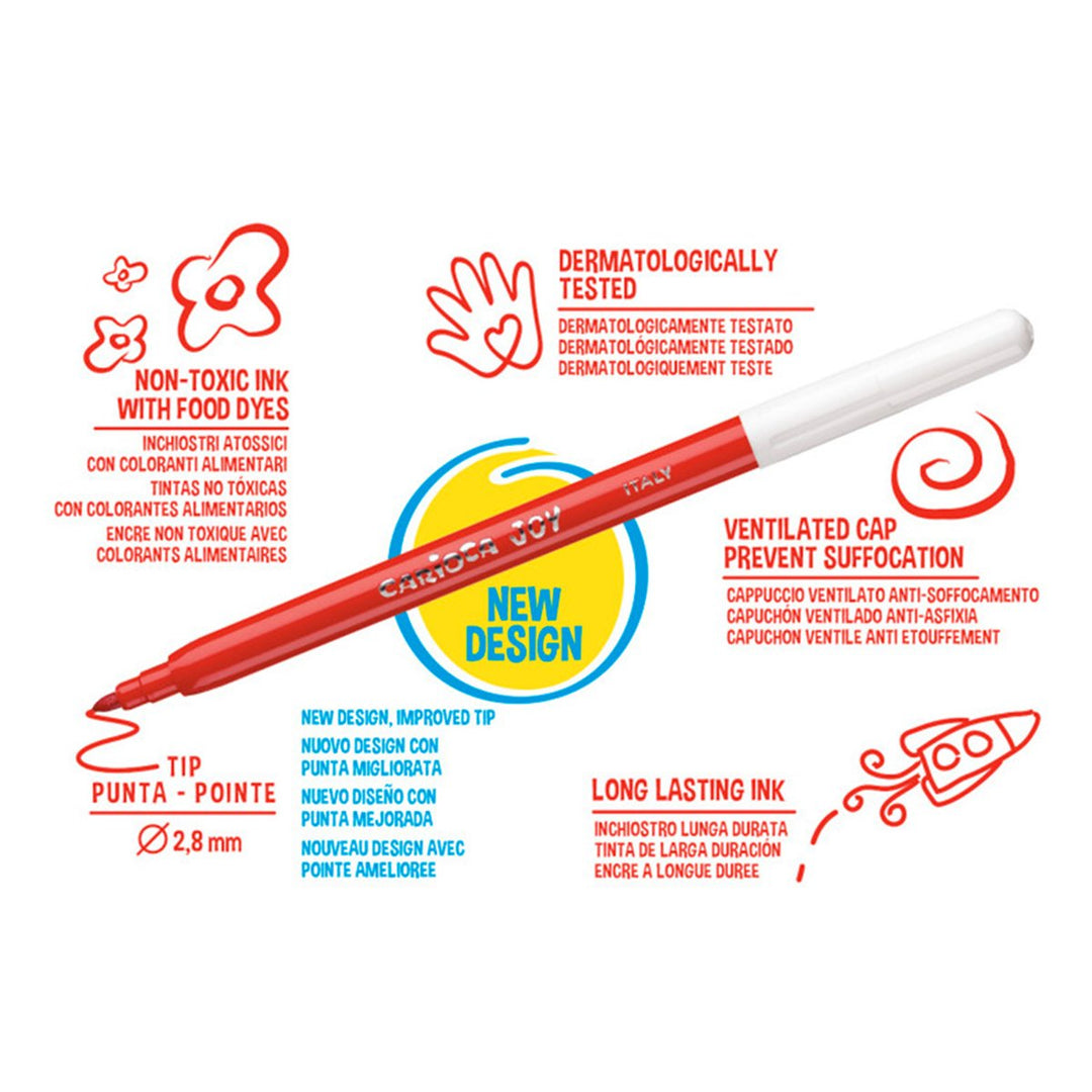 CARIOCA 40614 - Caja de 12 Rotuladores Lavables, Tinta al Agua. Edición JOY