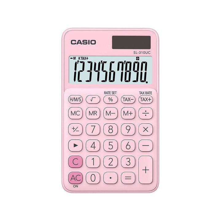 CASIO SL-310UC-RD - Calculadora de Bolsillo 10 Dig. con Estuche, Solar y Batería. Fucsia